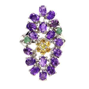 925 Sterling Silver Ring Oval Amethyst 4x3mm Sapphire Gemstone Jewelry Size 7