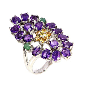 925 Sterling Silver Ring Oval Amethyst 4x3mm Sapphire Gemstone Jewelry Size 7