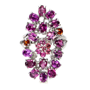 925 Sterling Silver Ring Oval Rhodolite Garnet 4x3mm Sapphire Gemstone Jewelry 7