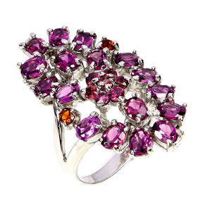 925 Sterling Silver Ring Oval Rhodolite Garnet 4x3mm Sapphire Gemstone Jewelry 7