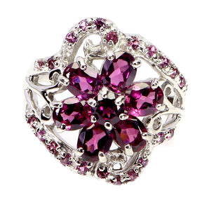 925 Sterling Silver Ring Oval Rhodolite Garnet 5x4mm Gemstone Jewelry Size 7
