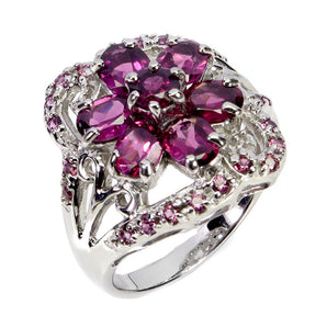 925 Sterling Silver Ring Oval Rhodolite Garnet 5x4mm Gemstone Jewelry Size 7