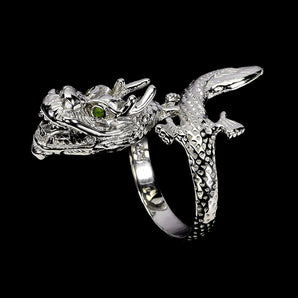 925 Sterling Silver Ring Round Rhodolite Garnet Dragon Gemstone Jewelry Size 7.5