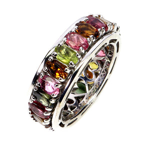 925 Sterling Silver Ring Oval Tourmaline 5x3mm Natural Gemstone Jewelry Size 8