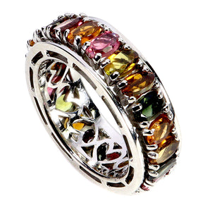 925 Sterling Silver Ring Oval Tourmaline 5x3mm Natural Gemstone Jewelry Size 8