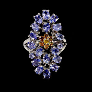 925 Sterling Silver Ring Oval Tanzanite 4x3mm Sapphire Gemstone Jewelry Size 8