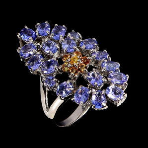 925 Sterling Silver Ring Oval Tanzanite 4x3mm Sapphire Gemstone Jewelry Size 8