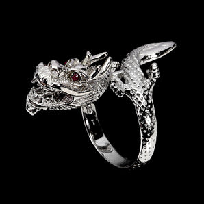 925 Sterling Silver Ring Round Ruby Dragon Natural Gemstone Jewelry Size 8