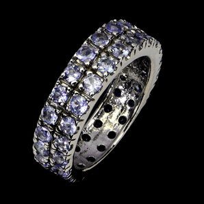 925 Sterling Silver Ring Round Tanzanite Natural Gemstone Jewelry Size 8.5