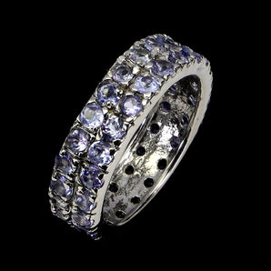925 Sterling Silver Ring Round Tanzanite Natural Gemstone Jewelry Size 8.5