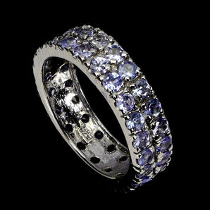 925 Sterling Silver Ring Round Tanzanite Natural Gemstone Jewelry Size 8.5