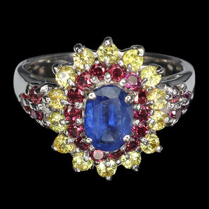 925 Sterling Silver Ring Oval Kyanite 7x5mm Sapphire Gemstone Jewelry Size 7