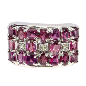 925 Sterling Silver Ring Oval Rhodolite Garnet 4x3mm Sapphire Gemstone Jewelry 9