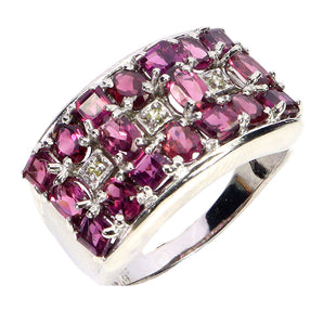 925 Sterling Silver Ring Oval Rhodolite Garnet 4x3mm Sapphire Gemstone Jewelry 9