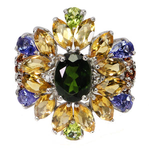 925 Sterling Silver Ring Oval Chrome Diopside 8x6mm Citrine Gemstone Jewelry 7