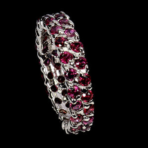 925 Sterling Silver Ring Round Rhodolite Garnet Natural Gemstone Jewelry Size 7