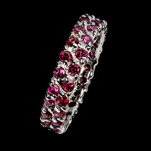 925 Sterling Silver Ring Round Rhodolite Garnet Natural Gemstone Jewelry Size 7