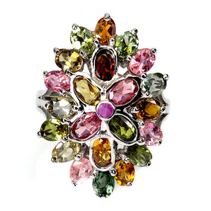 925 Sterling Silver Ring Oval Tourmaline 5x3mm Amethyst Gemstone Jewelry Size 9