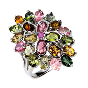 925 Sterling Silver Ring Oval Tourmaline 5x3mm Amethyst Gemstone Jewelry Size 9
