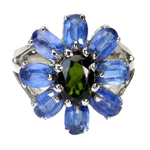 925 Sterling Silver Ring Oval Chrome Diopside 8x6mm Kyanite Gemstone Jewelry 7