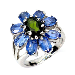 925 Sterling Silver Ring Oval Chrome Diopside 8x6mm Kyanite Gemstone Jewelry 7