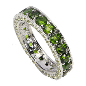 925 Sterling Silver Ring Round Chrome Diopside White Topaz Gemstone Jewelry 6.5