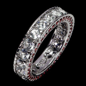 925 Sterling Silver Ring Round Aquamarine Rhodolite Garnet Gemstone Jewelry 6.5