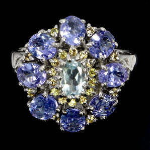 925 Sterling Silver Ring Oval Blue Topaz Sapphire Tanzanite Gemstone Jewelry 9