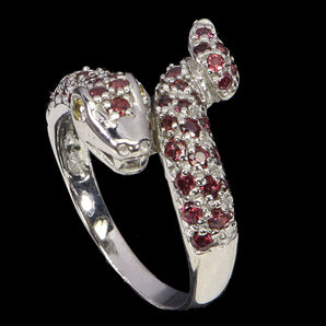 925 Sterling Silver Ring Round Sapphire Rhodolite Cobra Gemstone Jewelry Sz 8.5