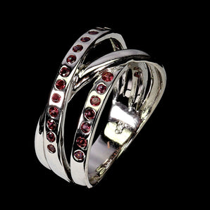 925 Sterling Silver Ring Round Rhodolite Garnet Natural Gemstone Jewelry Sz 7.5