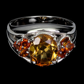 925 Sterling Silver Ring Oval Citrine 10x8mm Sapphire Gemstone Jewelry Size 8.5