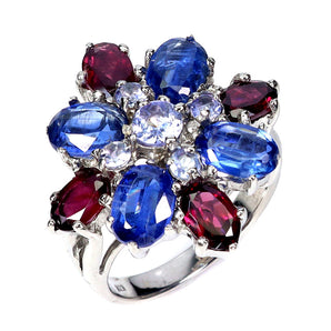 925 Sterling Silver Ring Oval Kyanite 7x5mm Tanzanite Gemstone Jewelry Size 6.5