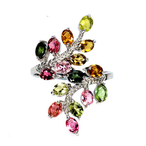 925 Sterling Silver Ring Oval Tourmaline 4x3mm Natural Gemstone Jewelry Size 9