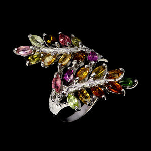 925 Sterling Silver Ring Marquise Tourmaline 5x2.5mm Natural Gemstone Jewelry 8