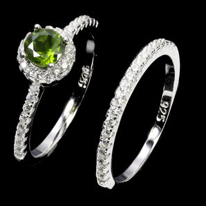 925 Sterling Silver Ring Round Chrome Diopside 5mm Gemstone Jewelry Matching 8