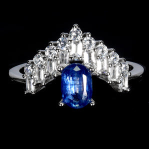 925 Sterling Silver Ring Oval Kyanite 7x5mm Natural Gemstone Jewelry Size 8.5