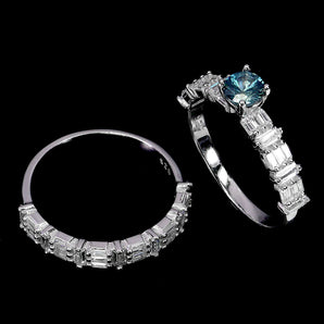 925 Sterling Silver Ring Round Zircon 5mm Gemstone Jewelry Matching Size 8