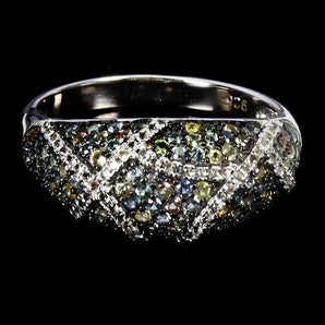925 Sterling Silver Ring Sapphire Round Diamond Cut Topaz Gemstone Jewelry Sz 7