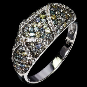 925 Sterling Silver Ring Sapphire Round Diamond Cut Topaz Gemstone Jewelry Sz 7