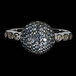 925 Sterling Silver Ring Blue Sapphire Round Diamond Cut Topaz Gemstone Size 8