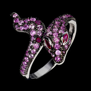925 Sterling Silver Ring Sapphire Round Diamond Cut Cobra Gemstone Jewelry Sz 8