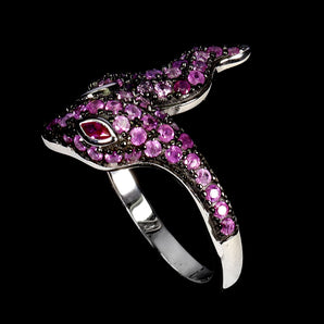 925 Sterling Silver Ring Sapphire Round Diamond Cut Cobra Gemstone Jewelry Sz 8