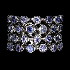 925 Sterling Silver Ring Round Tanzanite 2.5mm Natural Gemstone Jewelry Size 7.5