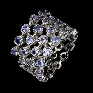 925 Sterling Silver Ring Round Tanzanite 2.5mm Natural Gemstone Jewelry Size 7.5