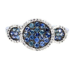 925 Sterling Silver Ring Blue Sapphire Round Diamond Cut Topaz Gemstone Sz 8.5