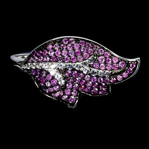 925 Sterling Silver Ring Pink Sapphire Round Diamond Cut Topaz Gemstone Size 7.5