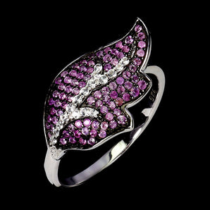925 Sterling Silver Ring Pink Sapphire Round Diamond Cut Topaz Gemstone Size 7.5