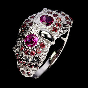 925 Sterling Silver Ring Round Rhodolite Garnet 4mm Owl Gemstone Jewelry Sz 8.5