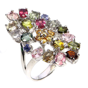 925 Sterling Silver Ring Oval Tourmaline 4x3mm Sapphire Gemstone Jewelry Sz 6.5