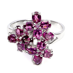 925 Sterling Silver Ring Oval Rhodolite Garnet 4x3mm Gemstone Jewelry Size 8.5